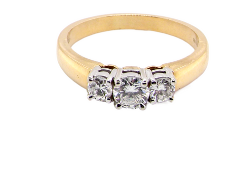 vintage three stone diamond trilogy ring