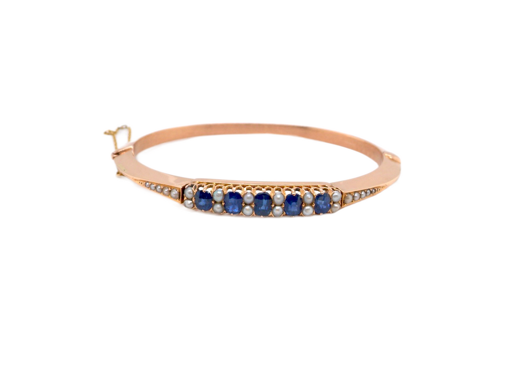 earfly 20th century antique sapphire and pearl bangle