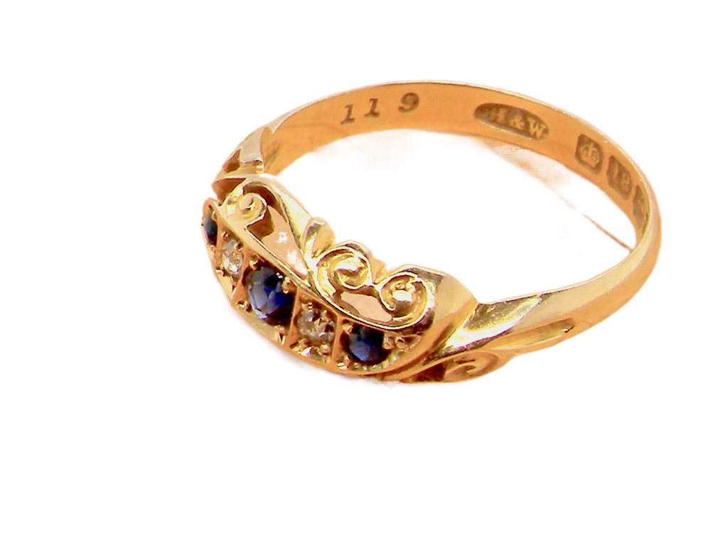 early 20th century antique sapphire and diamond ring