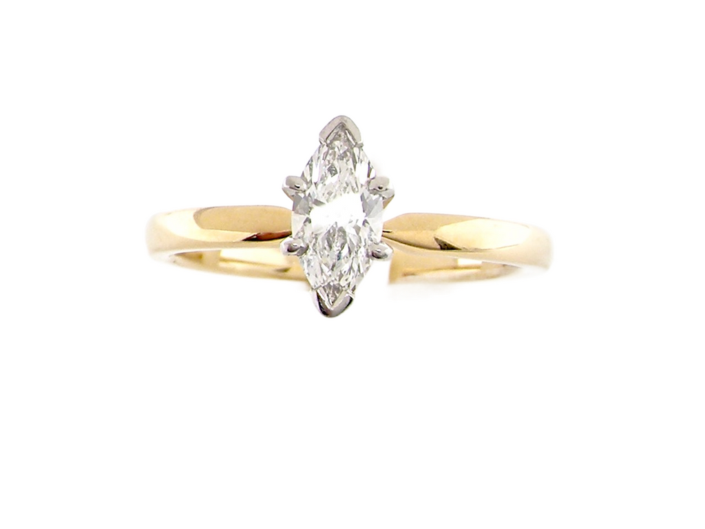 half carat marquise cut solitaire diamond ring