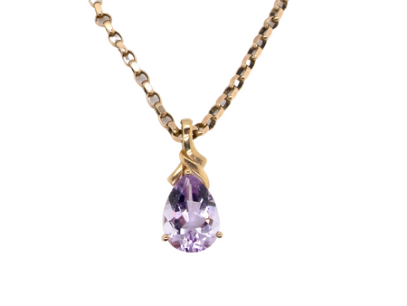 A 9 carat gold amethyst pendant and heavy neck chain