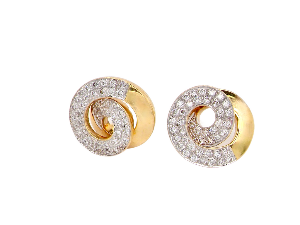 vintage pair of 18 carat gold diamond swirl earrings