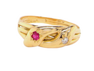 Edwardian ruby and diamond snake head ring