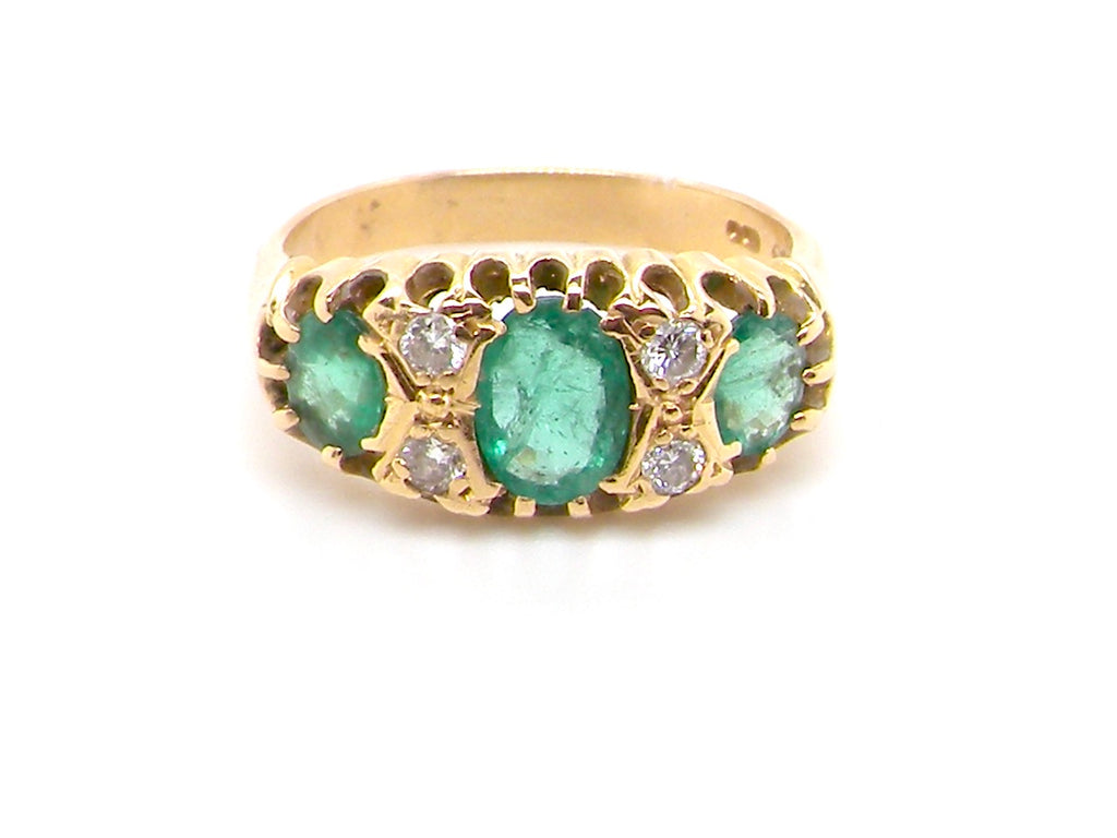 early 20th century 18 carat gold emerald and diamond ring