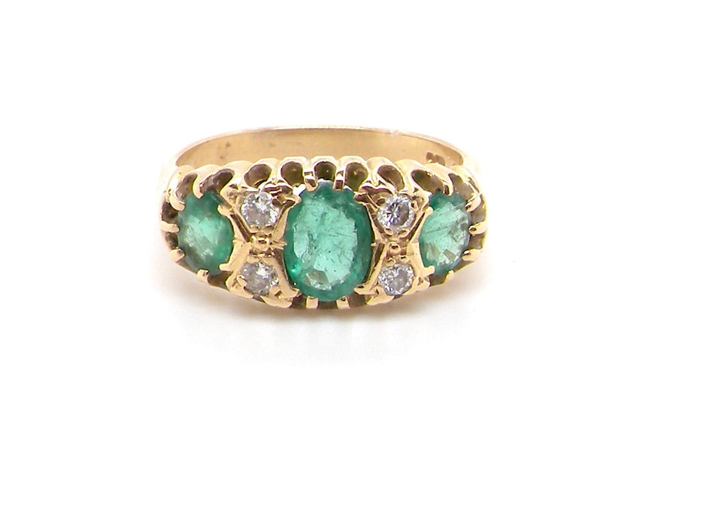 early 20th century emerald and diamond ring