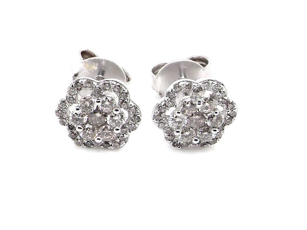 pair of 18 carat gold daisy cluster diamond earrings