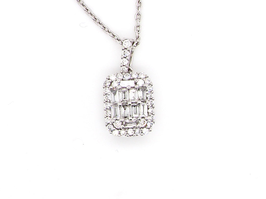 diamond cluster white gold pendant