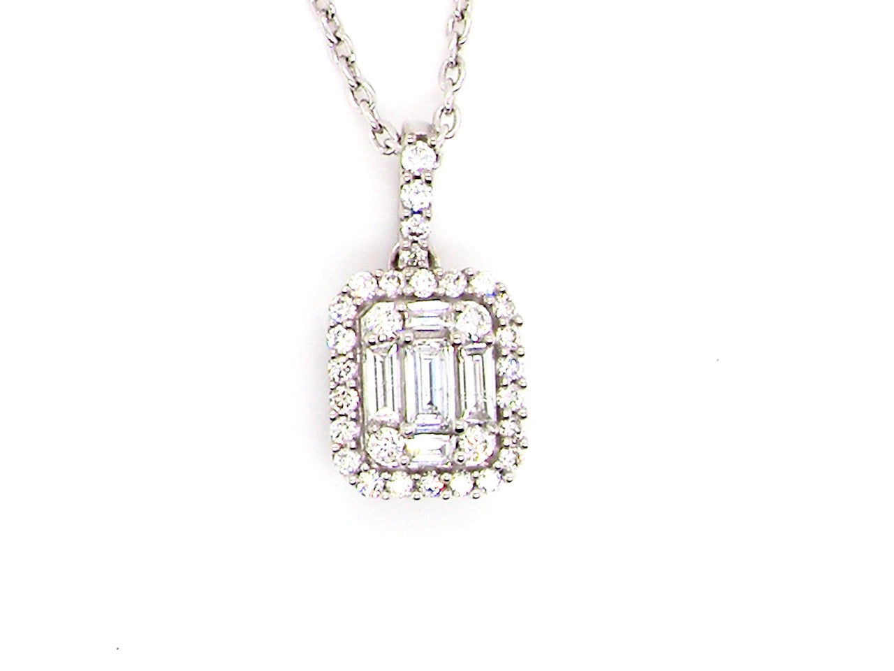 white gold diamond cluster pendant