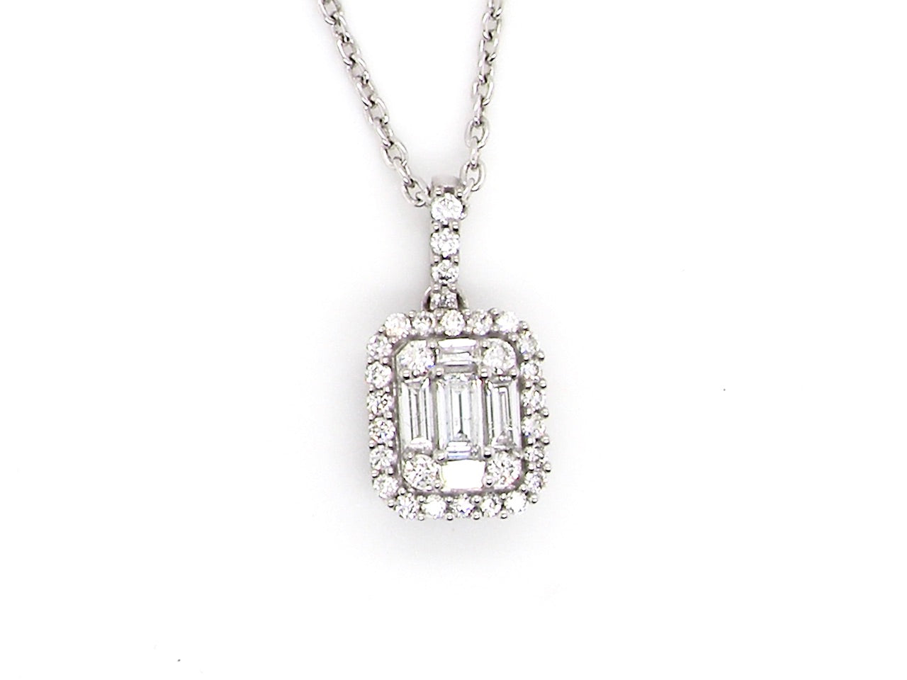 new white gold diamond cluster pendant