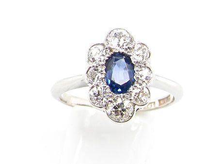 A fine Art Deco sapphire and diamond cluster ring