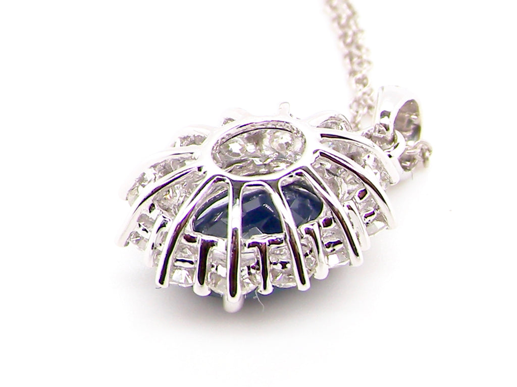 under side sapphire and diamond pendant