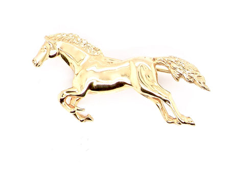 9 carat gold running horse brooch