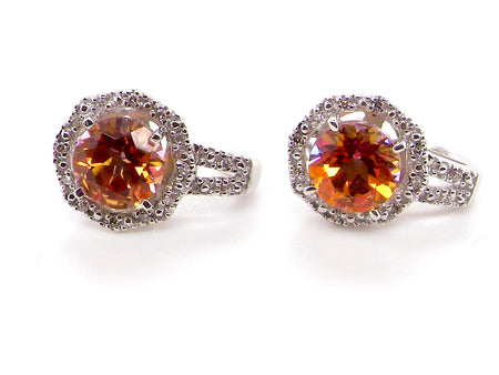 A pair of 9 carat white gold Azotic Topaz earrings