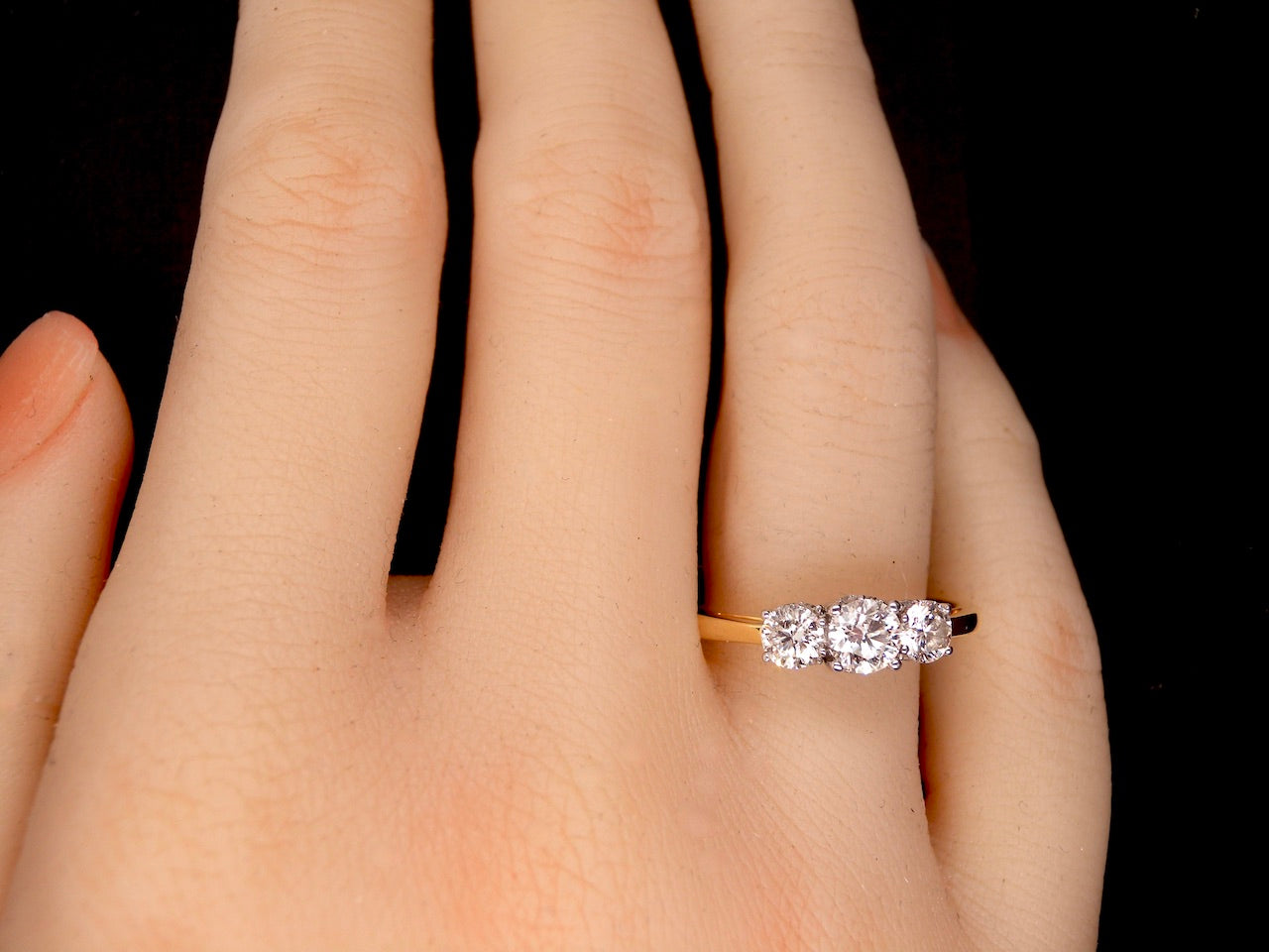 Small 3 sale stone engagement rings