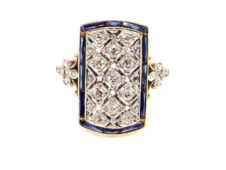 Art Deco sapphire and diamond plaque design ring