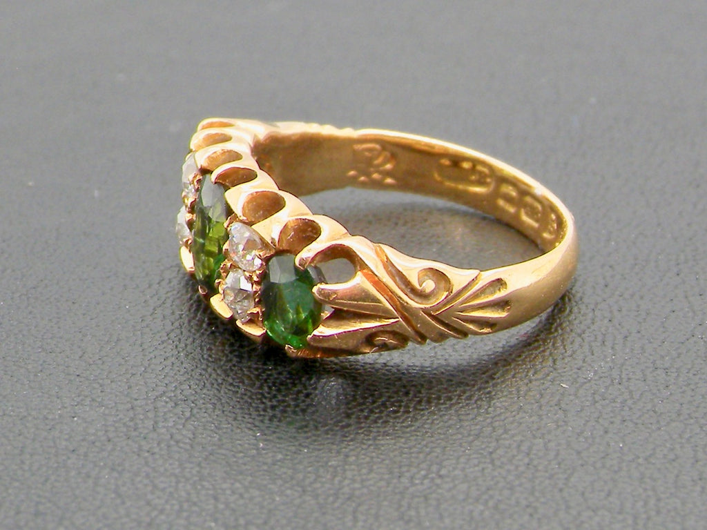 antique green tourmaline and diamond  ring