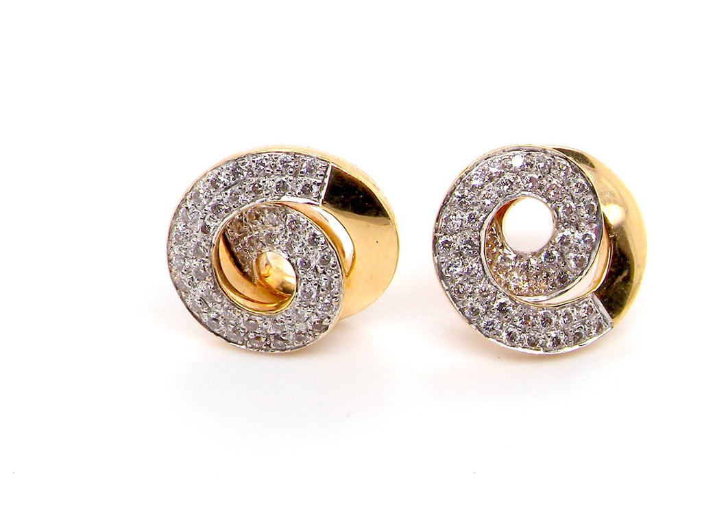vintage pair of 18 carat gold diamond earrings