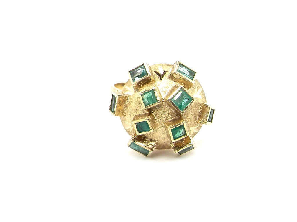 'sputnik' style emerald dress ring