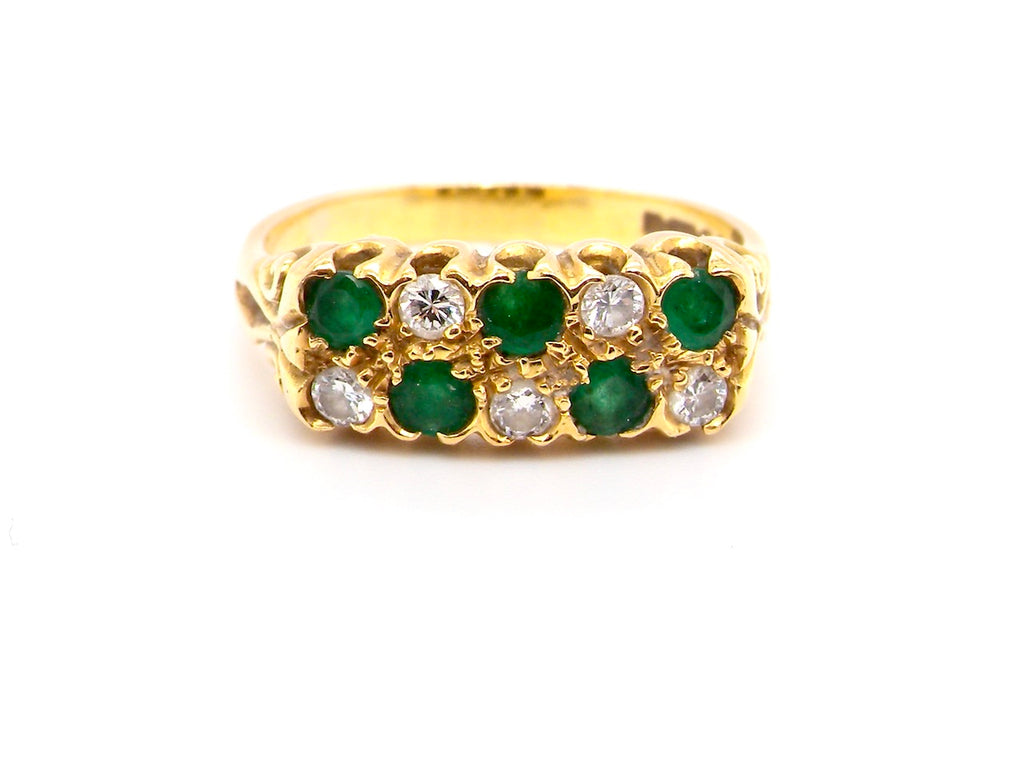 Vintage 18 carat gold emerald and diamond ring
