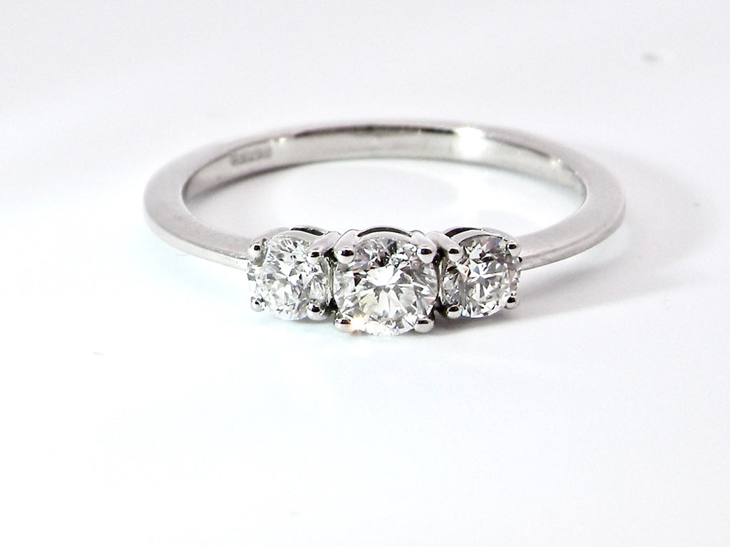 platinum 3 stone diamond ring