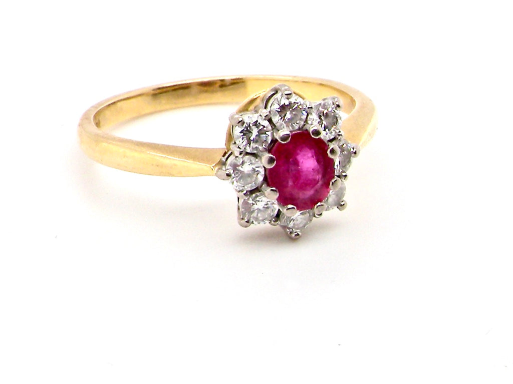 vintage ruby  cluster ring