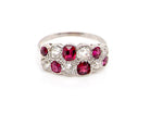 art deco vintage ruby and diamond chequerboard ring