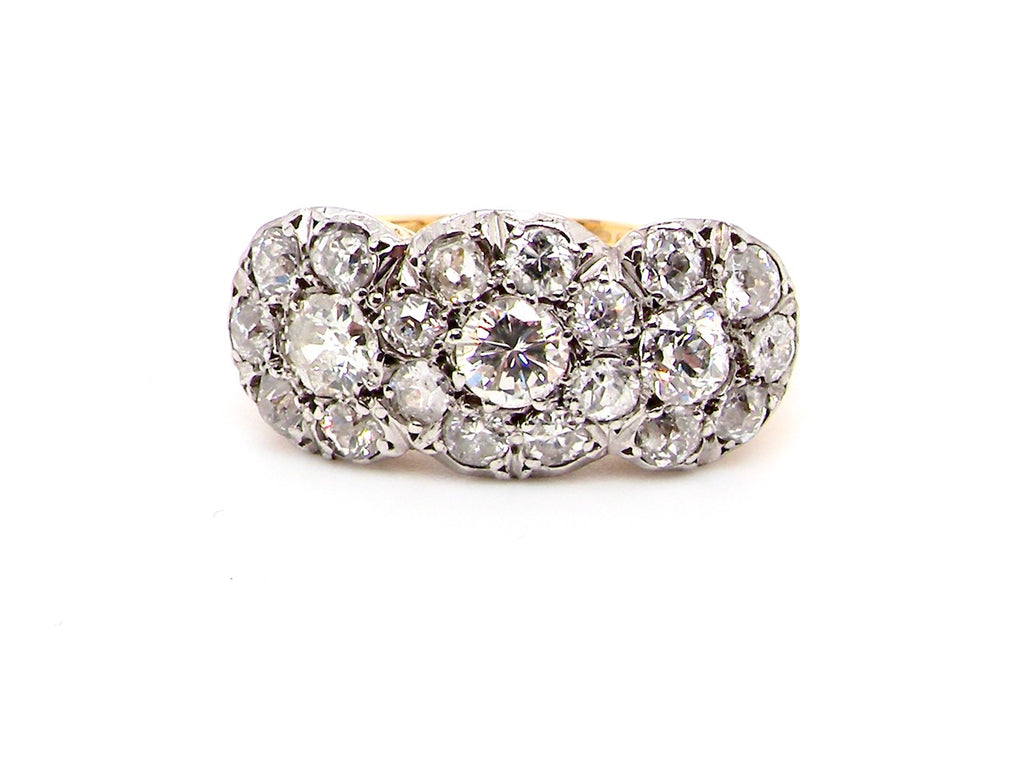 Art Deco style diamond triple cluster ring