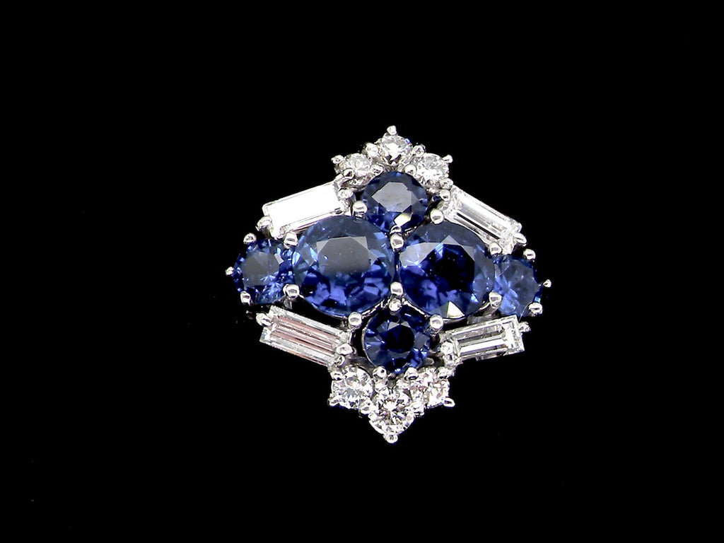 sapphire and diamond cluster ring