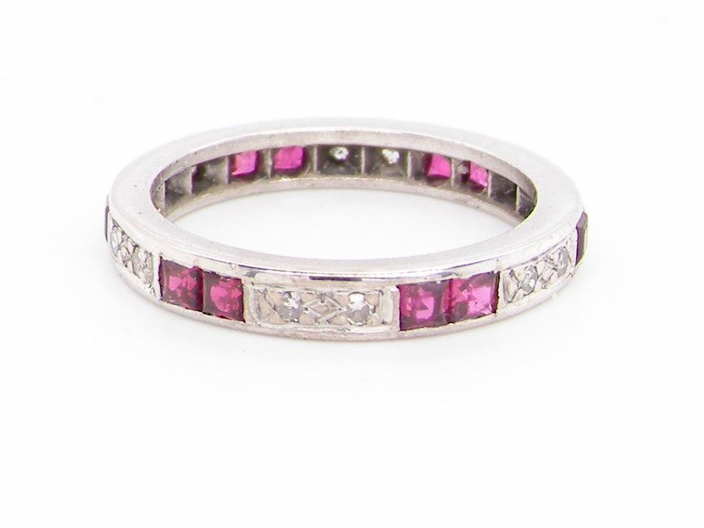 vintage  ruby and diamond fully set eternity ring