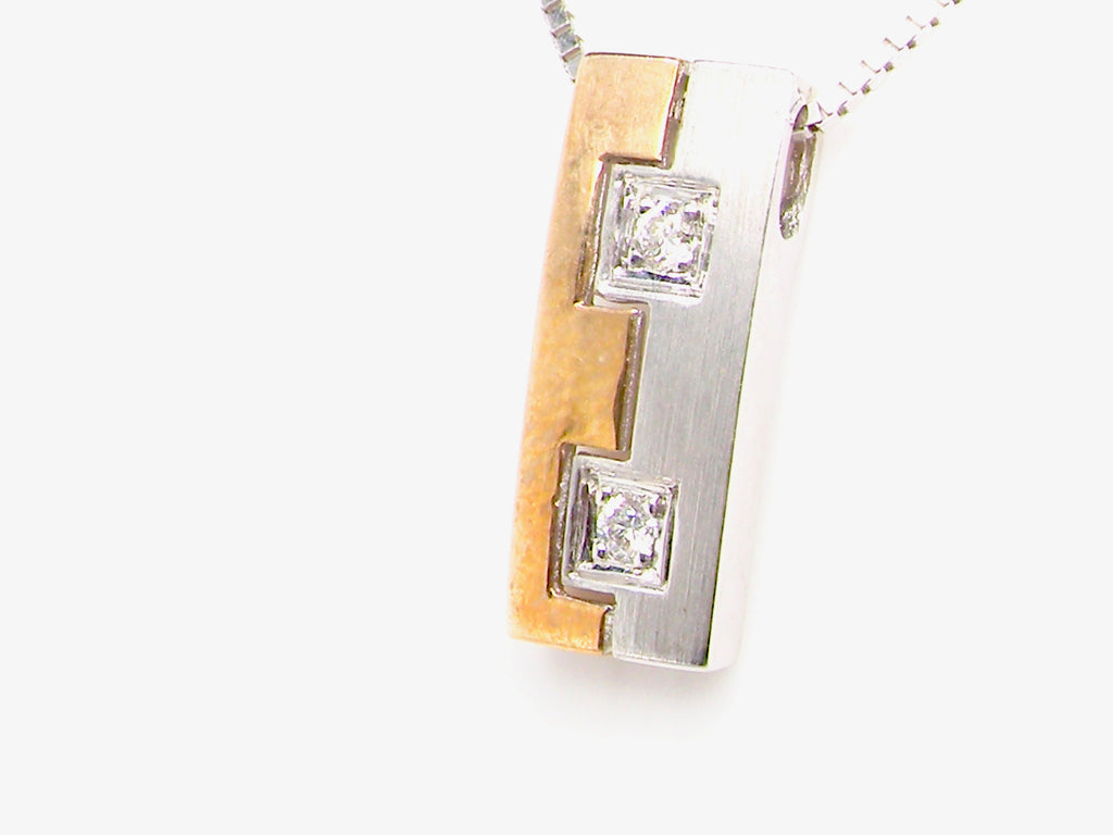 vintage diamond block pendant