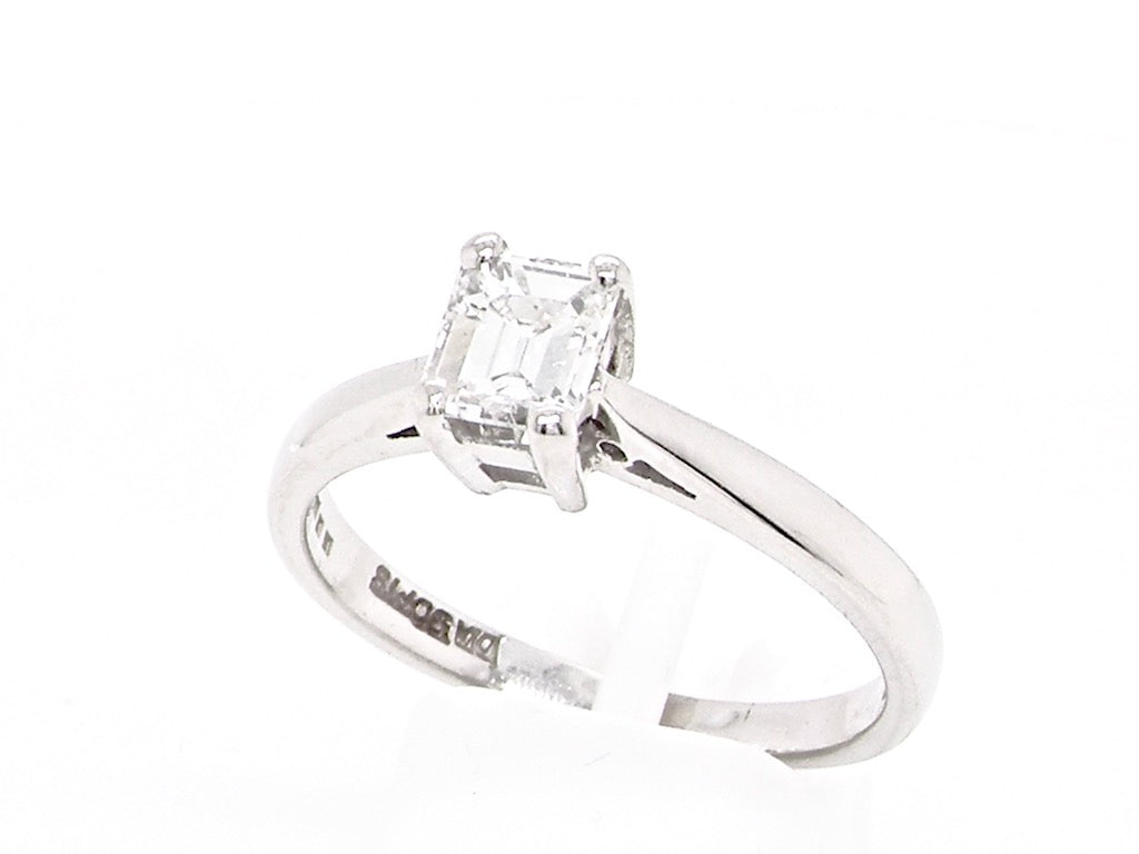 half carat emerald cut solitaire diamond ring