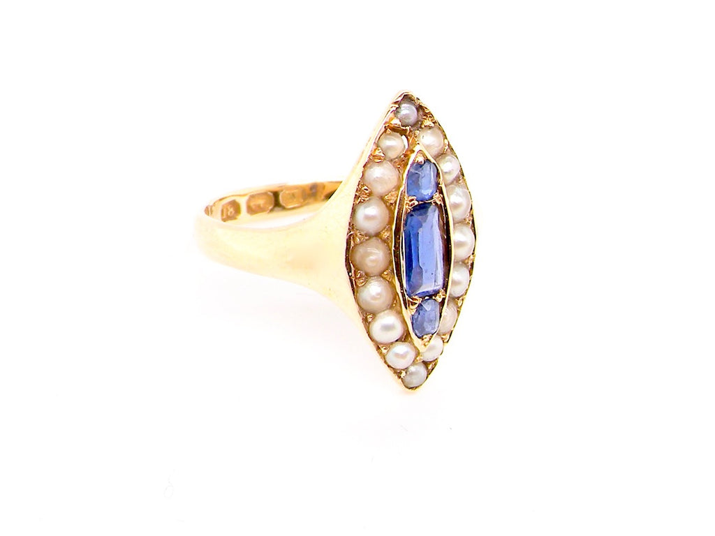 antique sapphire and pearl ring