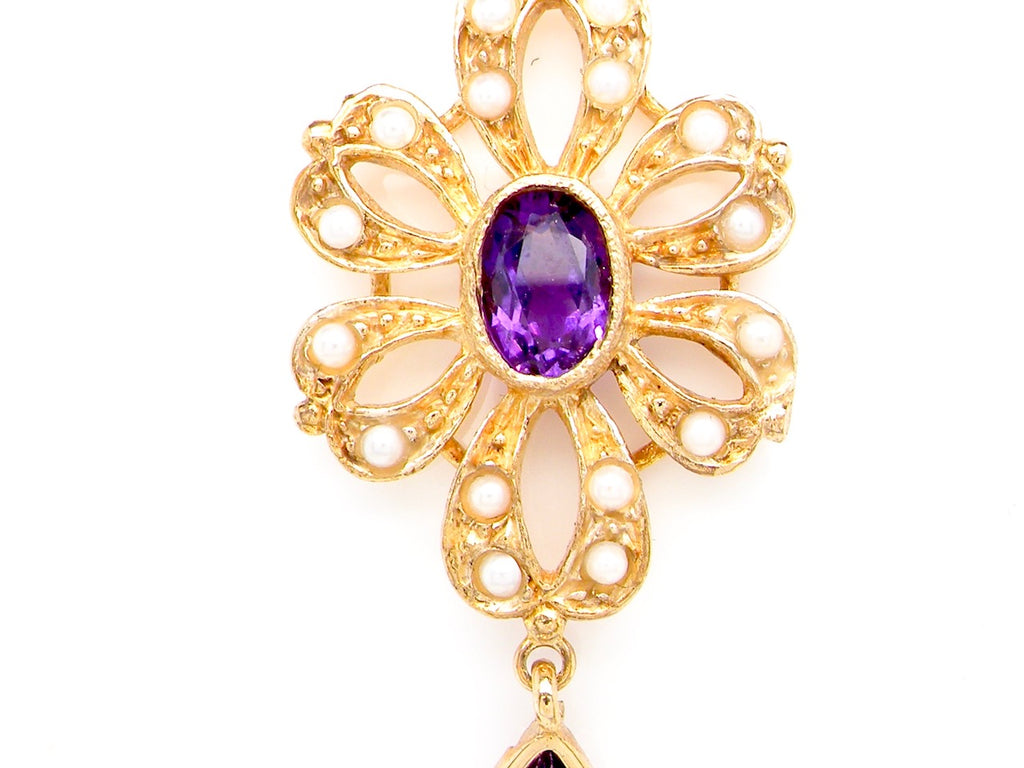 gold amethyst and pearl pendant
