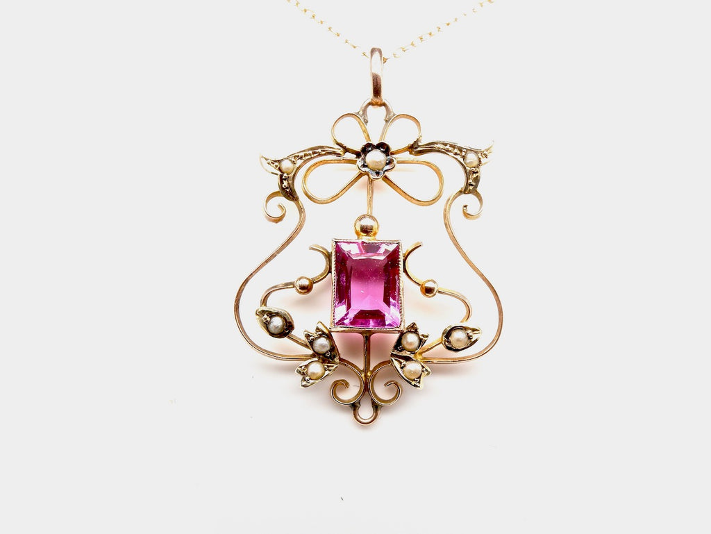 Edwardian pink tourmaline  pendant