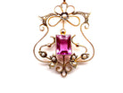 Edwardian pink tourmaline and pearl pendant