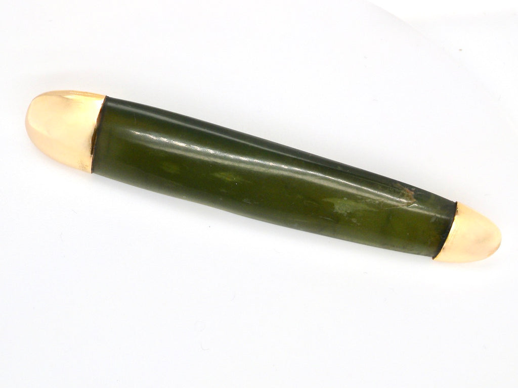 early 20th century nephrite jade bar brooch