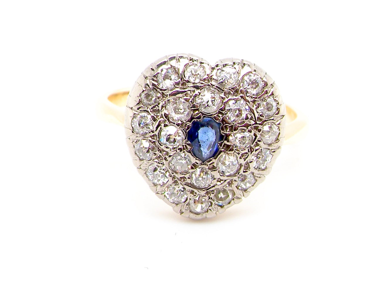 Victorian heart shaped sapphire and diamond ring