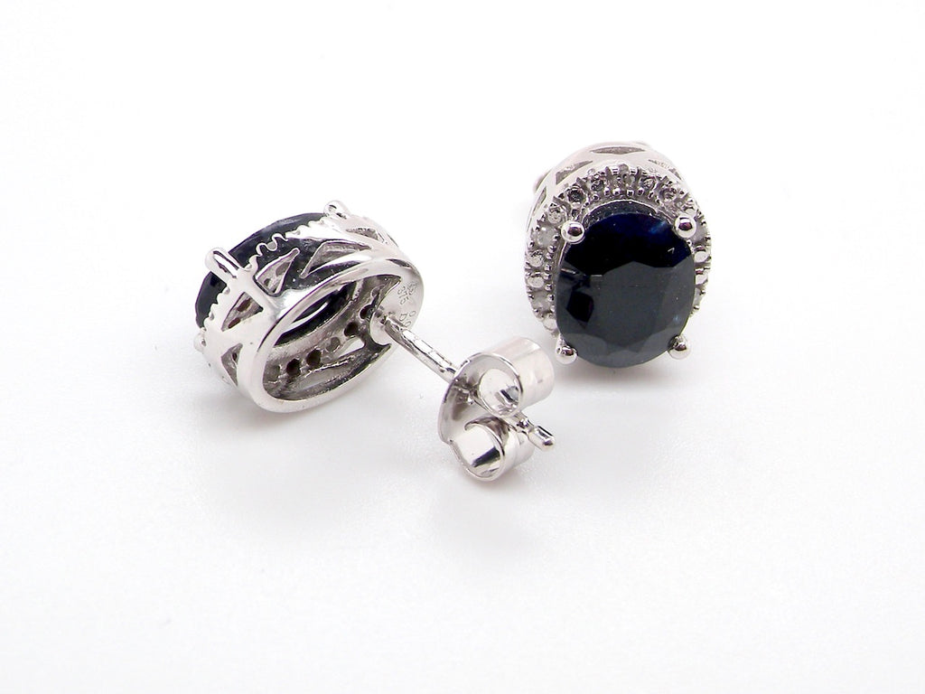 sapphire and diamond white gold earrings