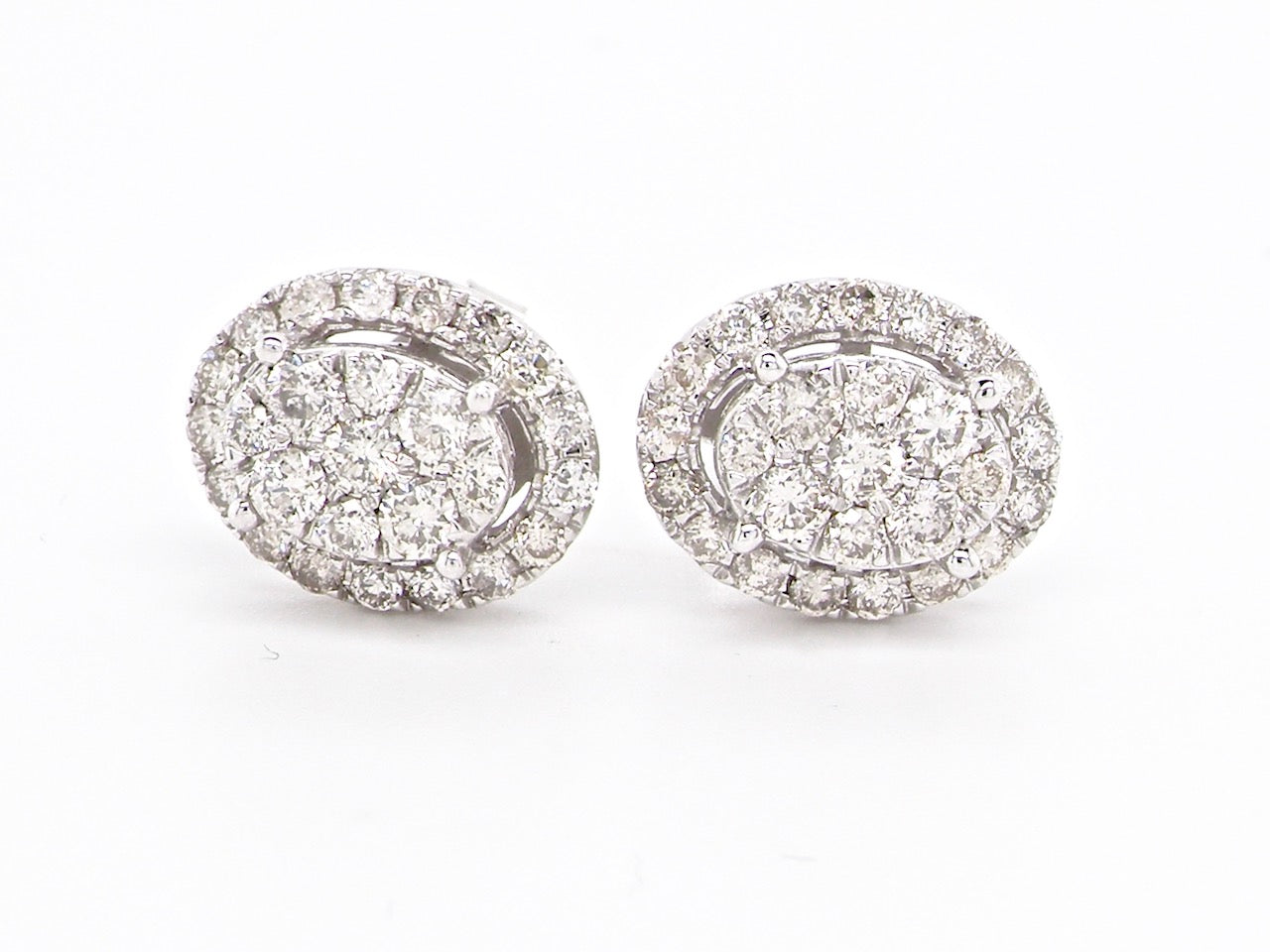 white gold diamond cluster earrings-