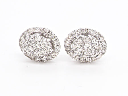 white gold diamond cluster earrings-
