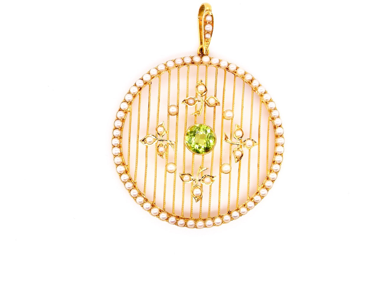 Edwardian peridot and pearl pendant