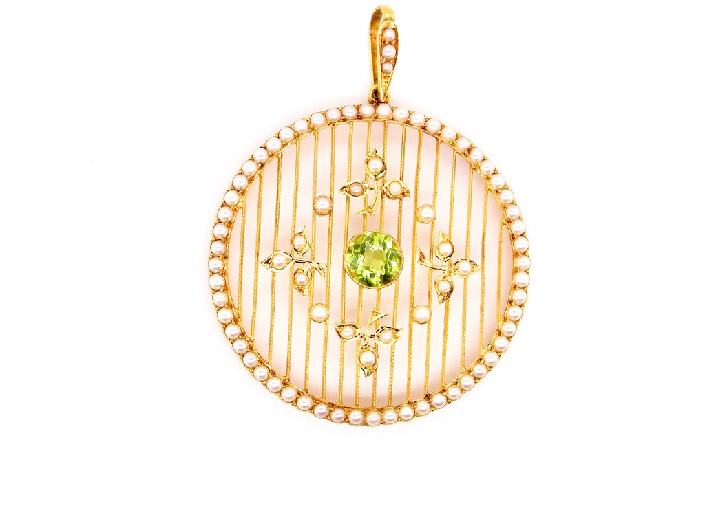 Edwardian peridot and pearl pendant