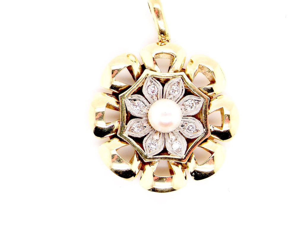 Vintage pearl and diamond pendant