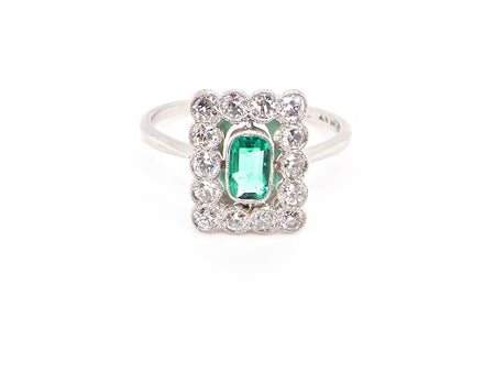 Art Deco emerald and diamond cluster ring