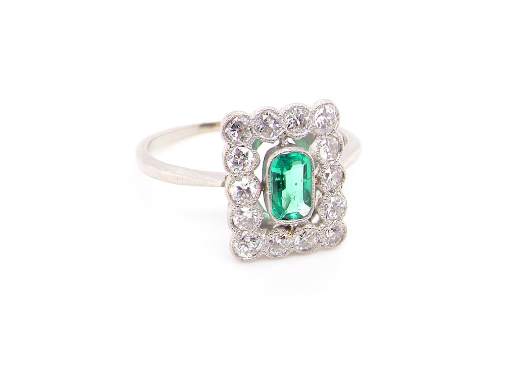 emerald and diamond cluster ring