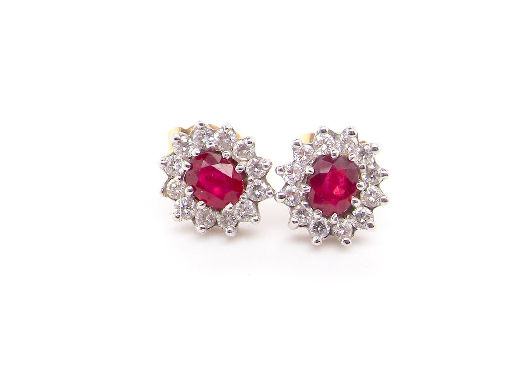 ruby and diamond cluster earrings