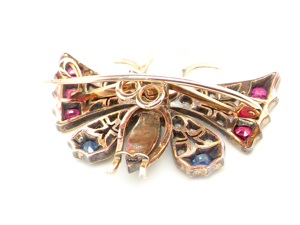 A Rear of Victorian multi gemstone butterfly brooch