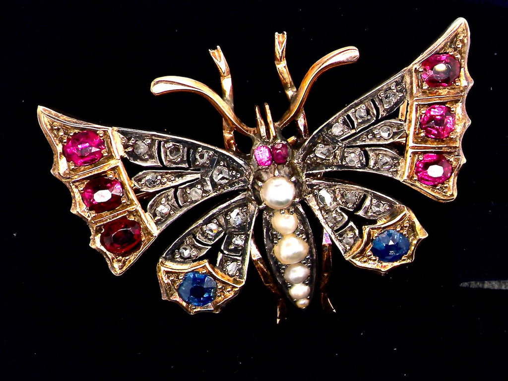  multi gemstone butterfly brooch