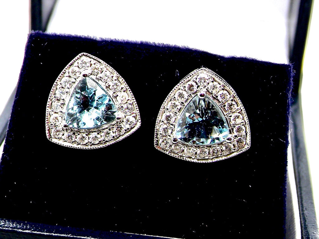vintage aquamarine and diamond stud earrings
