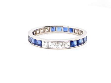 vintage sapphire and diamond fully set eternity ring